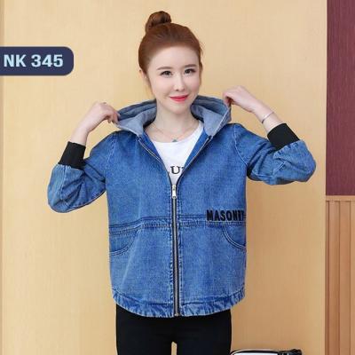 ÁO KHOÁC JEAN NỮ CÓ NÓN PHỐI BO TAY - NK345